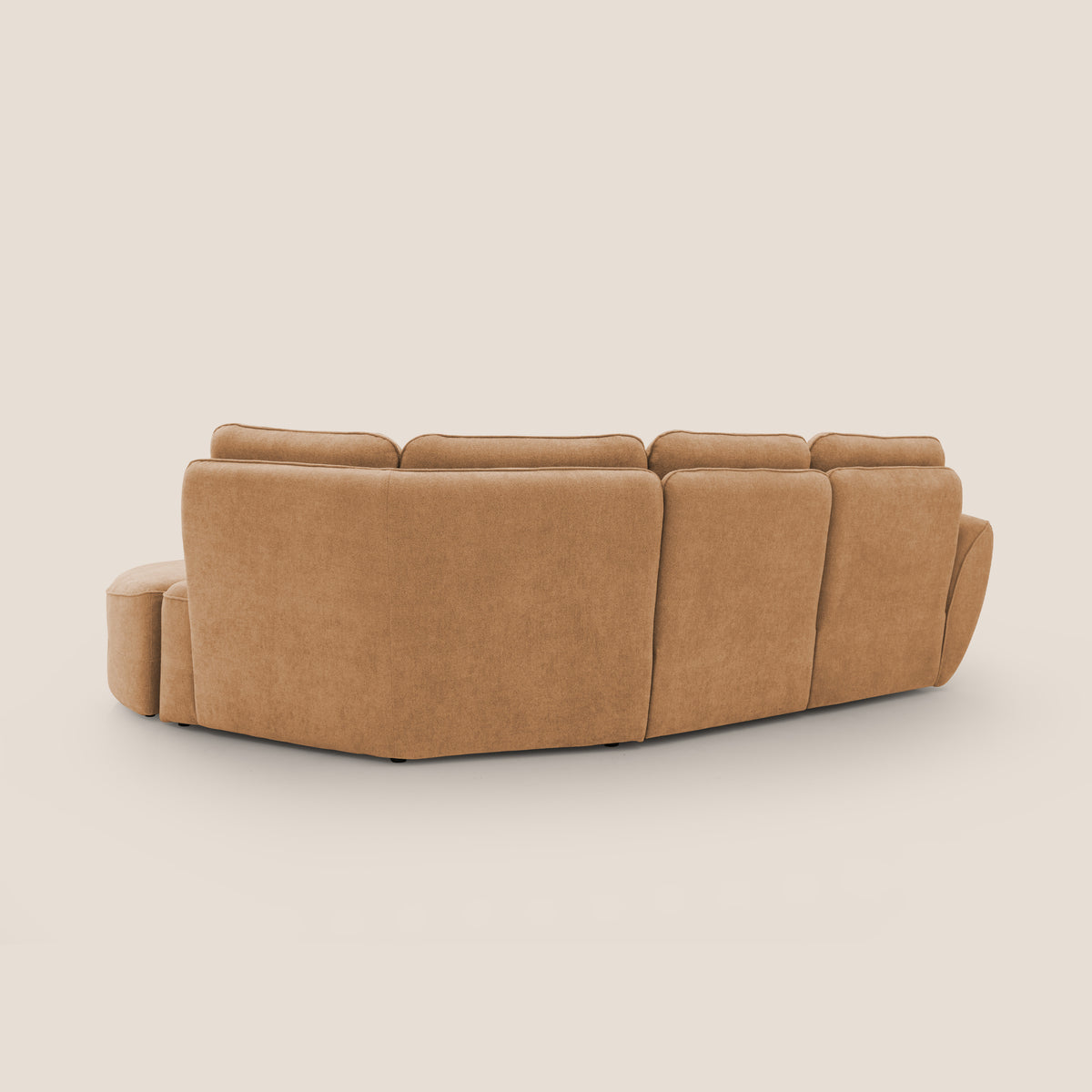 Cerbero divano angolare con pouf mobile in morbido bouclé impermeabile T07 arancio - divitt.sbs