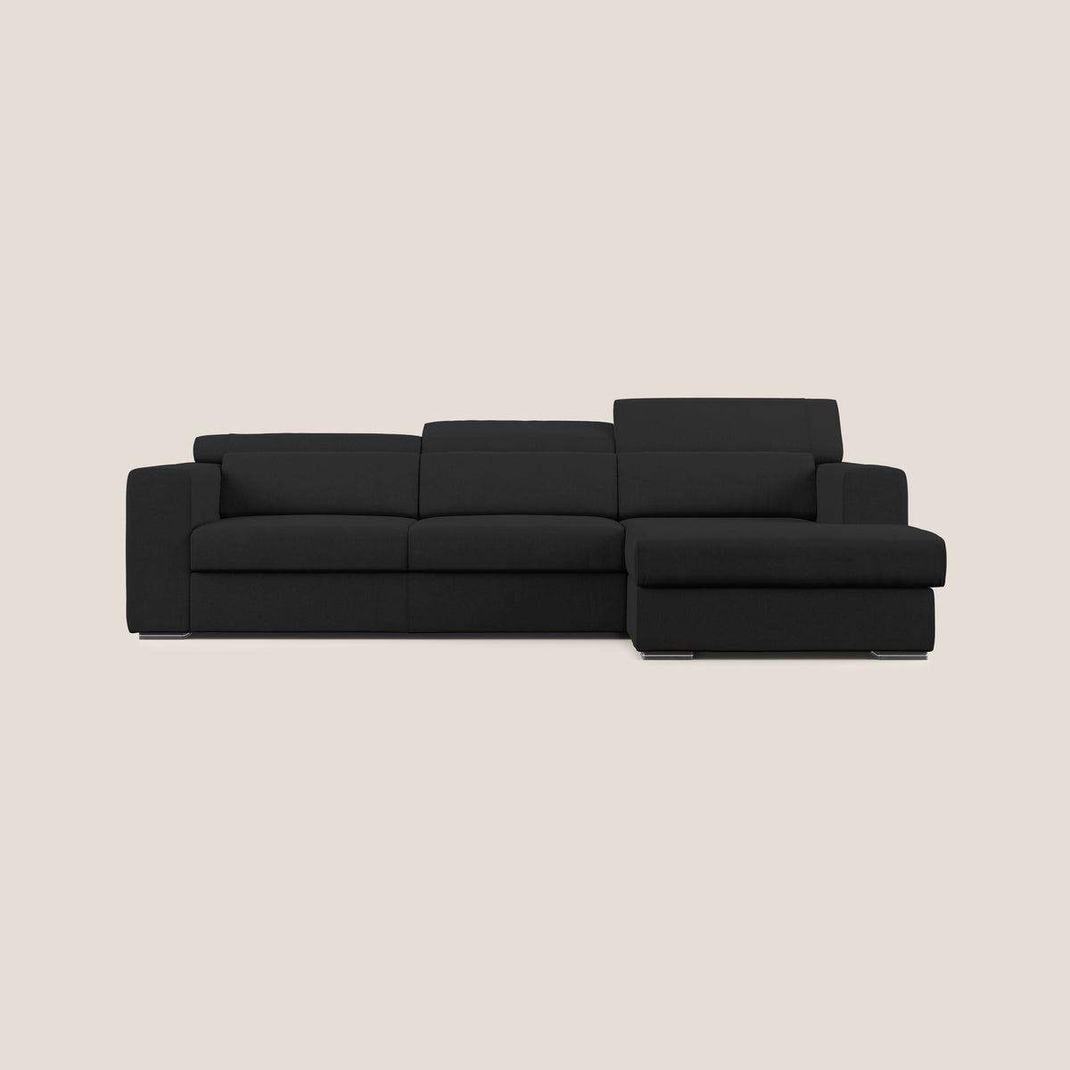 Vegas divano angolare con poggiatesta reclinabili in microfibra impermeabile T11 nero - divitt.sbs