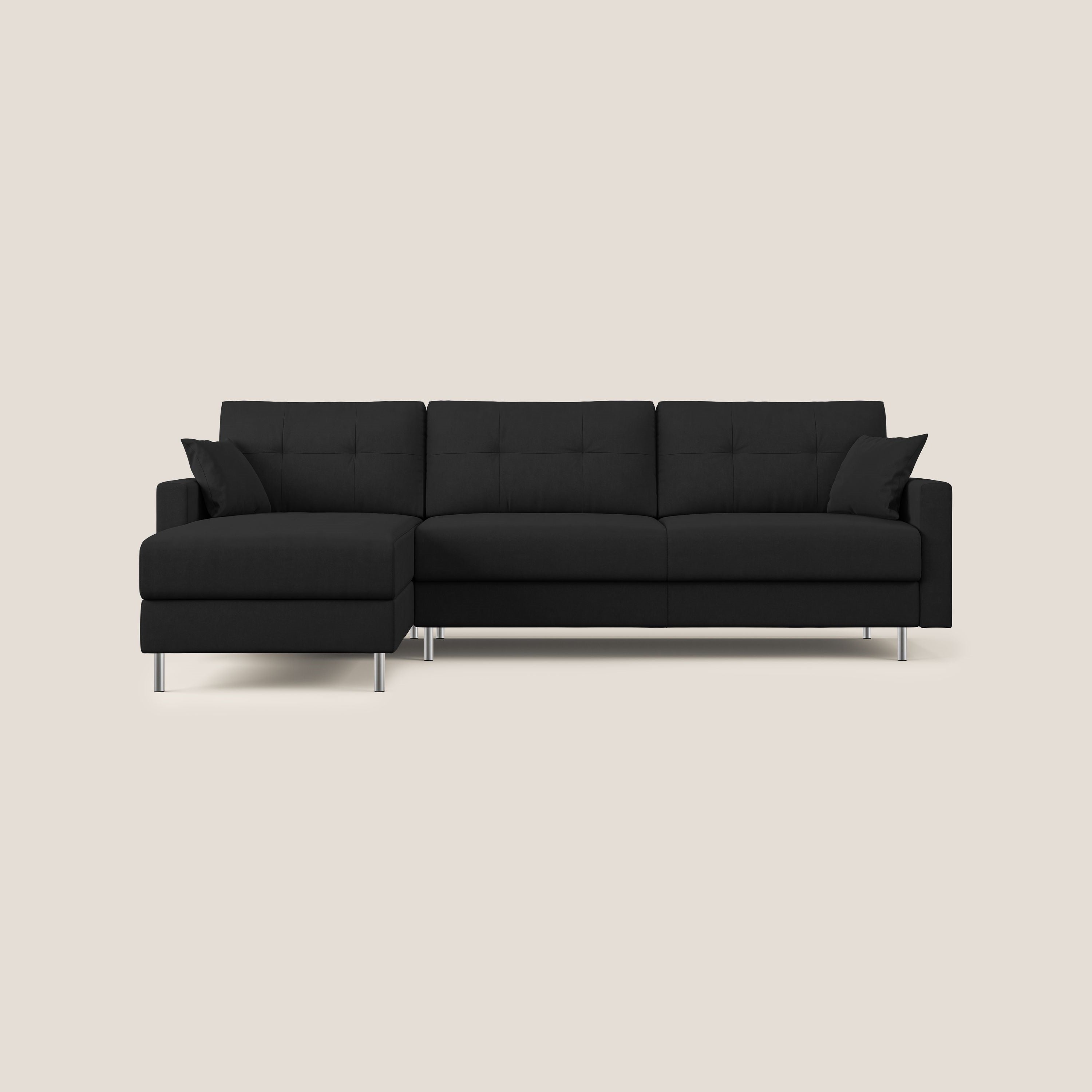 Megan divano letto angolare in microfibra smacchiabile T11 nero - divitt.sbs