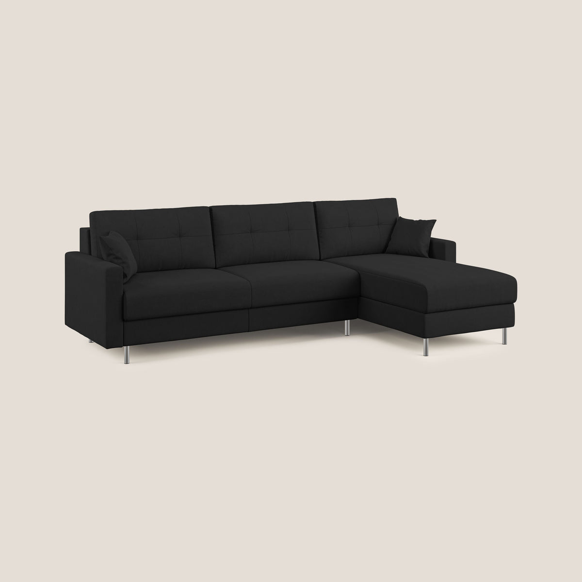 Megan divano letto angolare in microfibra smacchiabile T11 nero - divitt.sbs