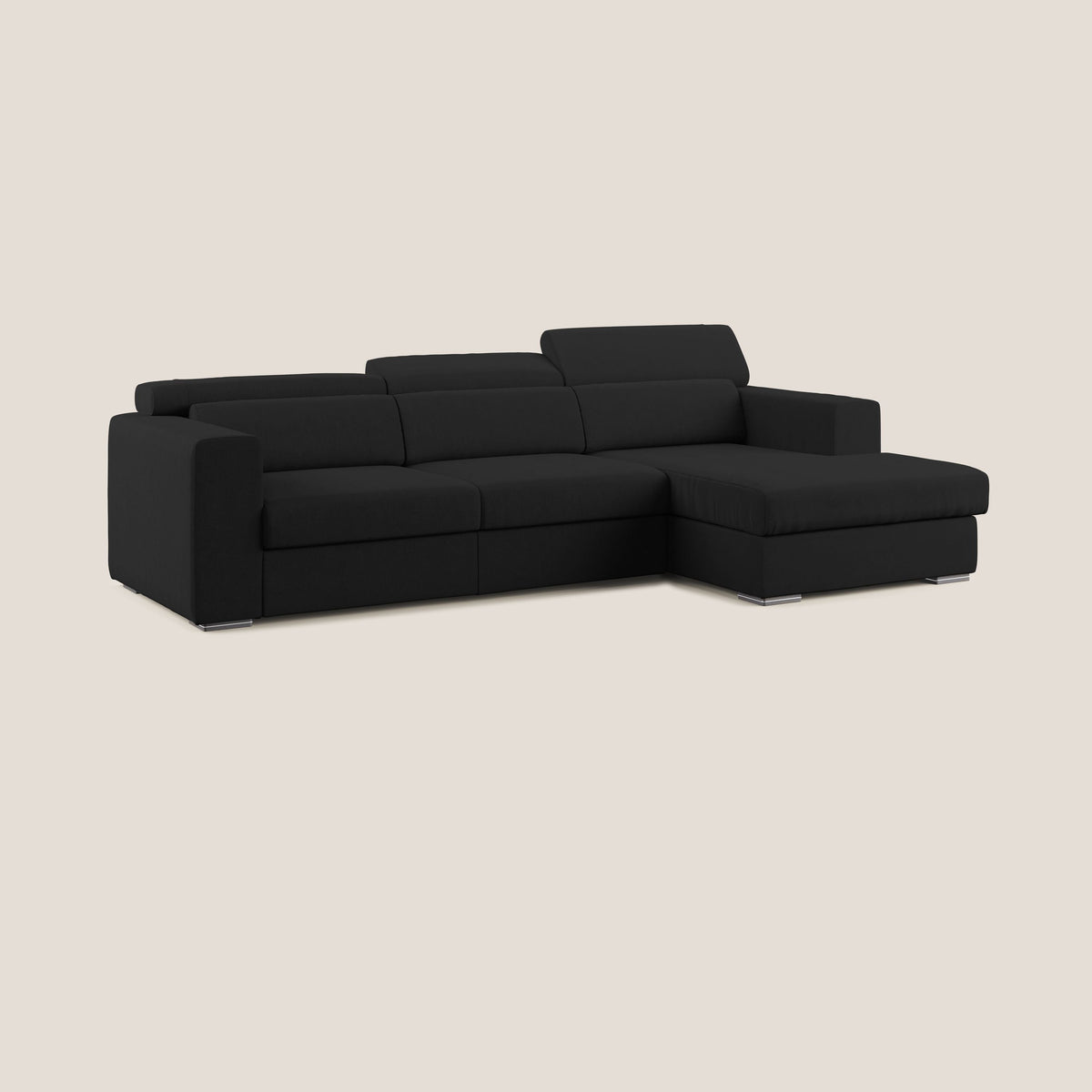 Vegas divano angolare con poggiatesta reclinabili in microfibra impermeabile T11 nero - divitt.sbs