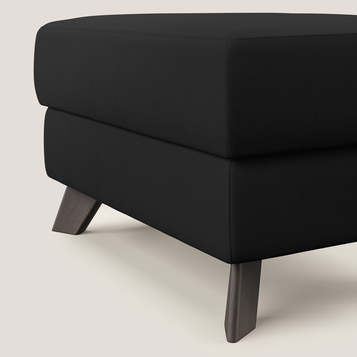 Moon Pouf contenitore e piedini alti in microfibra impermeabile T11 nero - divitt.sbs