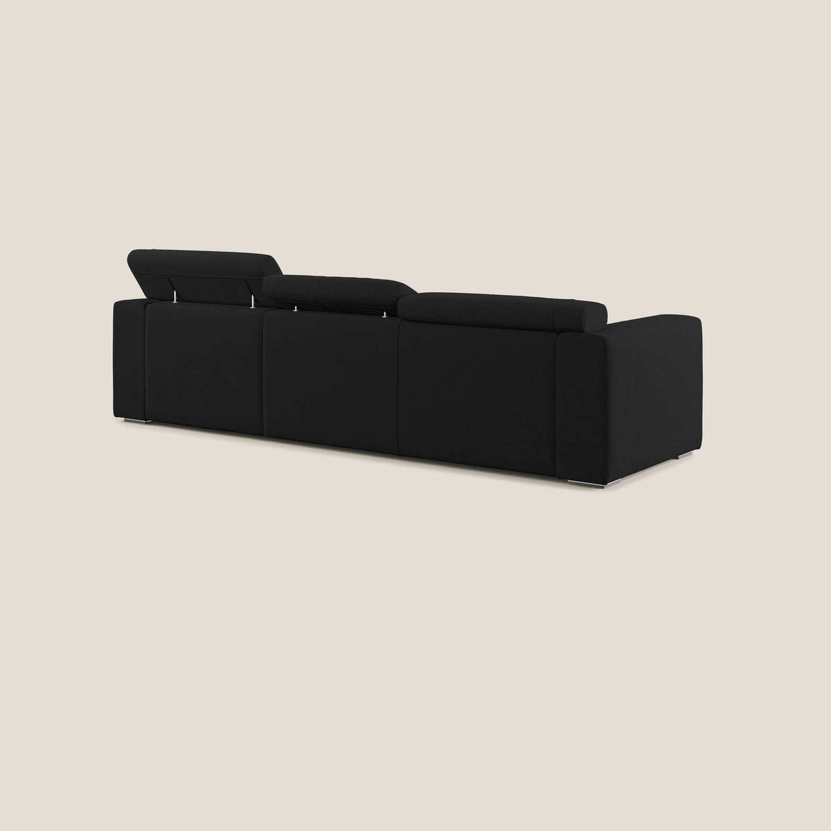Vegas divano angolare con poggiatesta reclinabili in microfibra impermeabile T11 nero - divitt.sbs