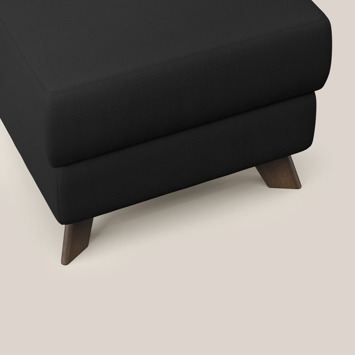 Moon Pouf contenitore e piedini alti in microfibra impermeabile T11 nero - divitt.sbs