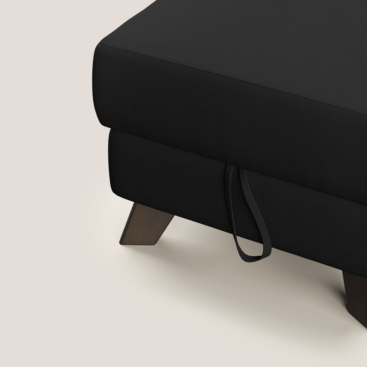 Moon Pouf contenitore e piedini alti in microfibra impermeabile T11 nero - divitt.sbs