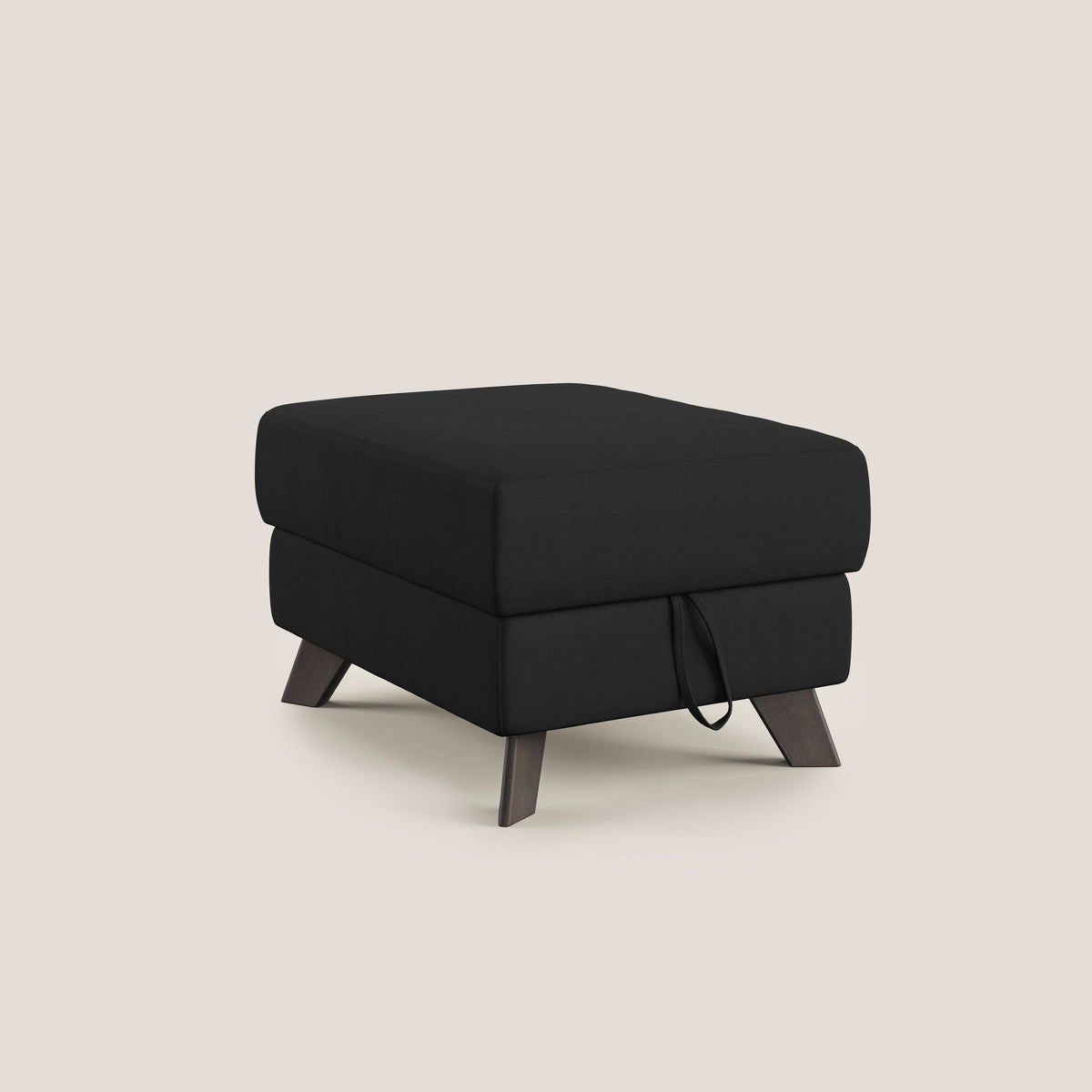 Moon Pouf contenitore e piedini alti in microfibra impermeabile T11 nero - divitt.sbs