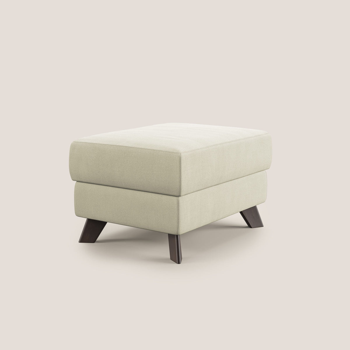 Moon Pouf contenitore e piedini alti in microfibra impermeabile T11 panna - divitt.sbs