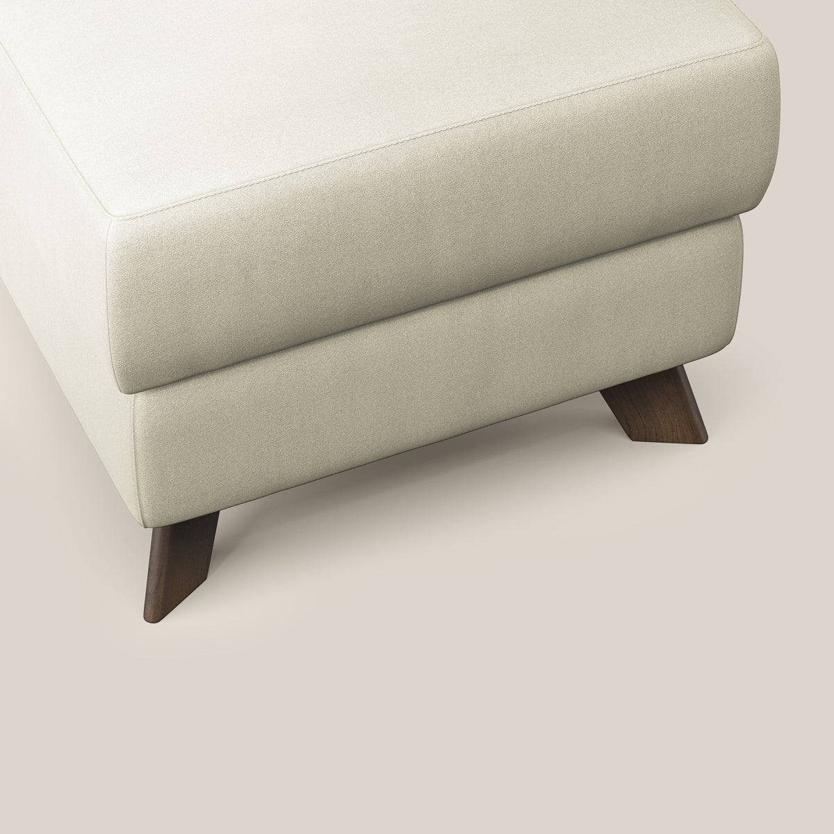 Moon Pouf contenitore e piedini alti in microfibra impermeabile T11 panna - divitt.sbs