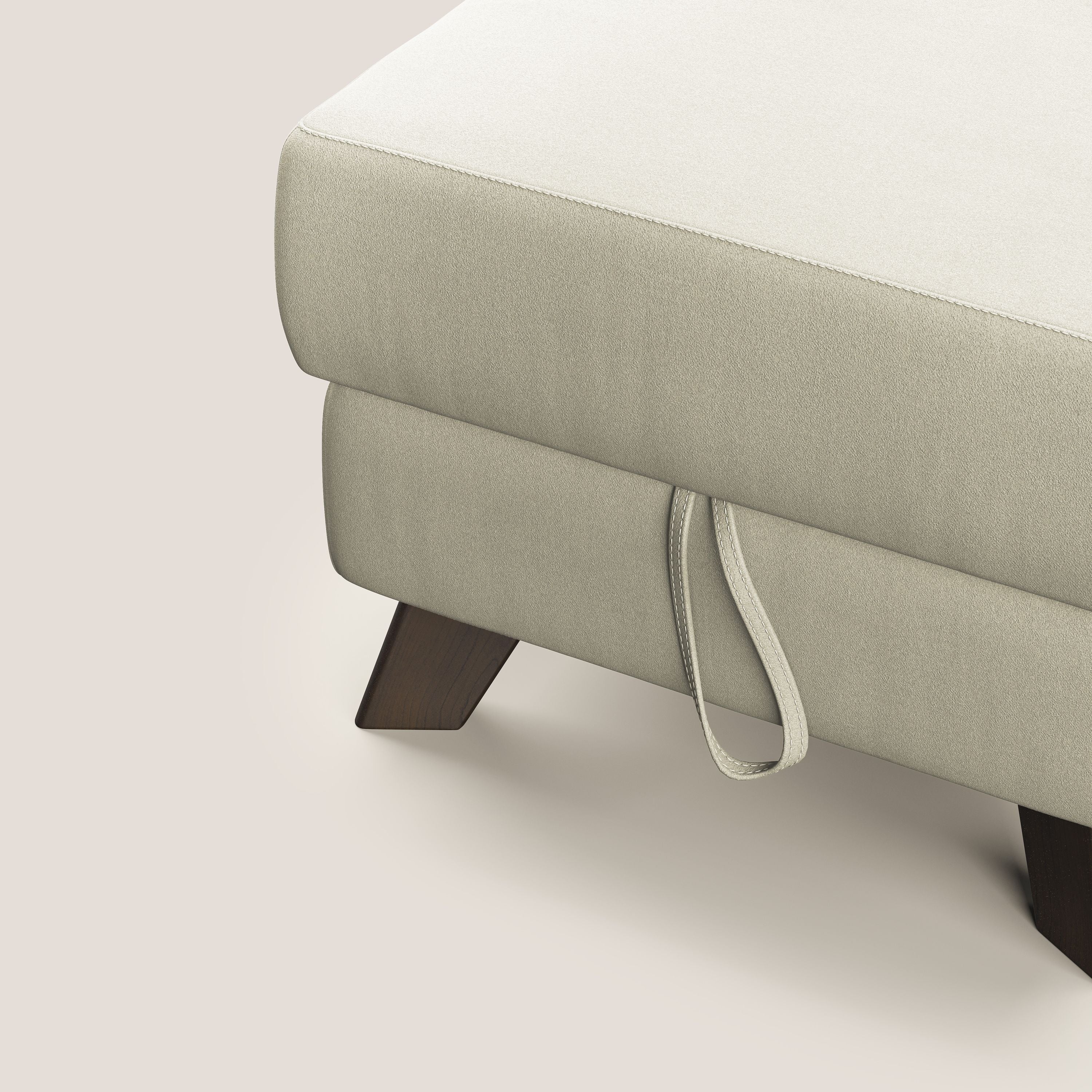 Moon Pouf contenitore e piedini alti in microfibra impermeabile T11 panna - divitt.sbs