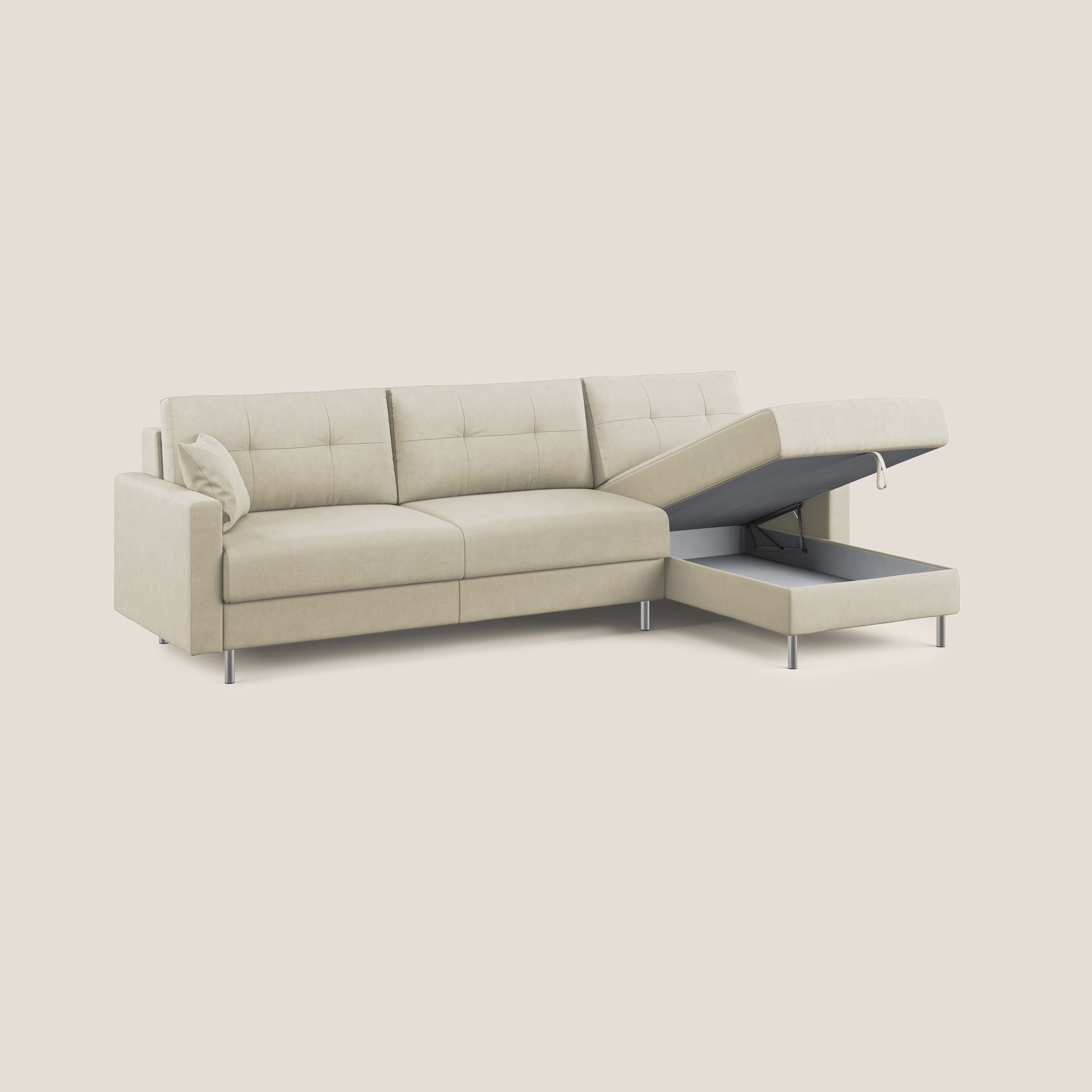 Megan divano letto angolare in microfibra smacchiabile T11 panna - divitt.sbs