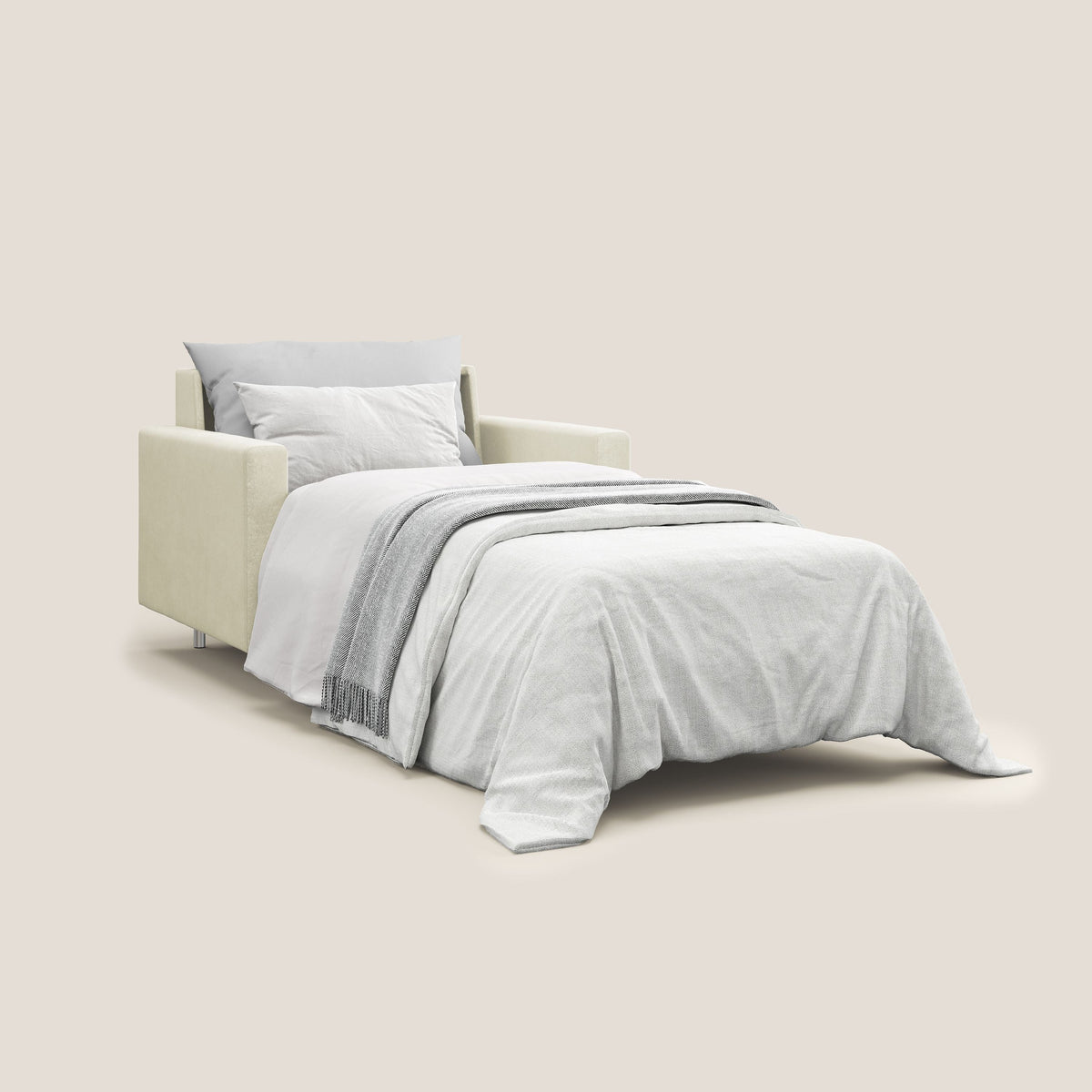 Megan poltrona letto in microfibra smacchiabile T11 panna - divitt.sbs
