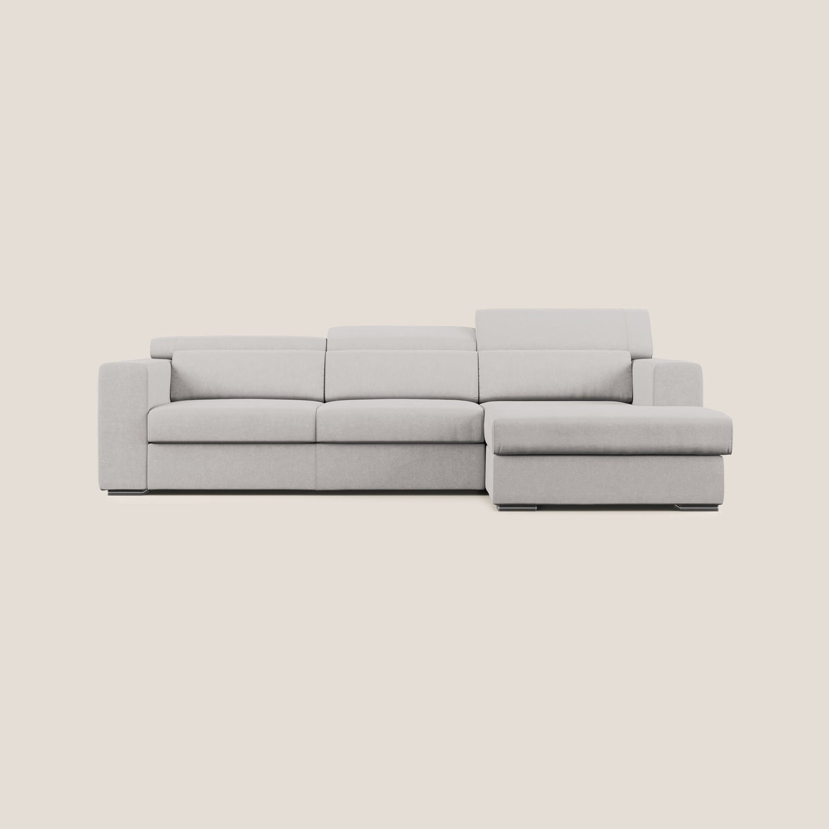 Vegas divano angolare con poggiatesta reclinabili in microfibra impermeabile T11 grigio chiaro - divitt.sbs
