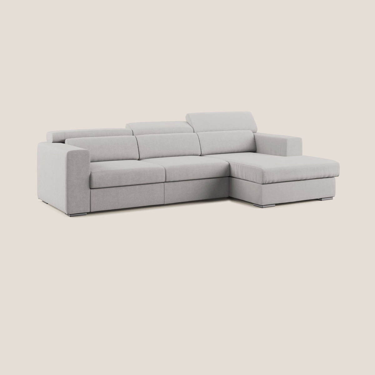 Vegas divano angolare con poggiatesta reclinabili in microfibra impermeabile T11 grigio chiaro - divitt.sbs