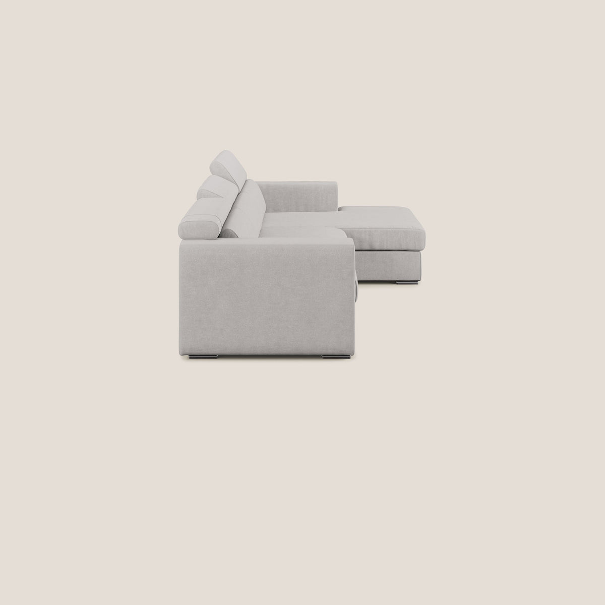 Vegas divano angolare con poggiatesta reclinabili in microfibra impermeabile T11 grigio chiaro - divitt.sbs