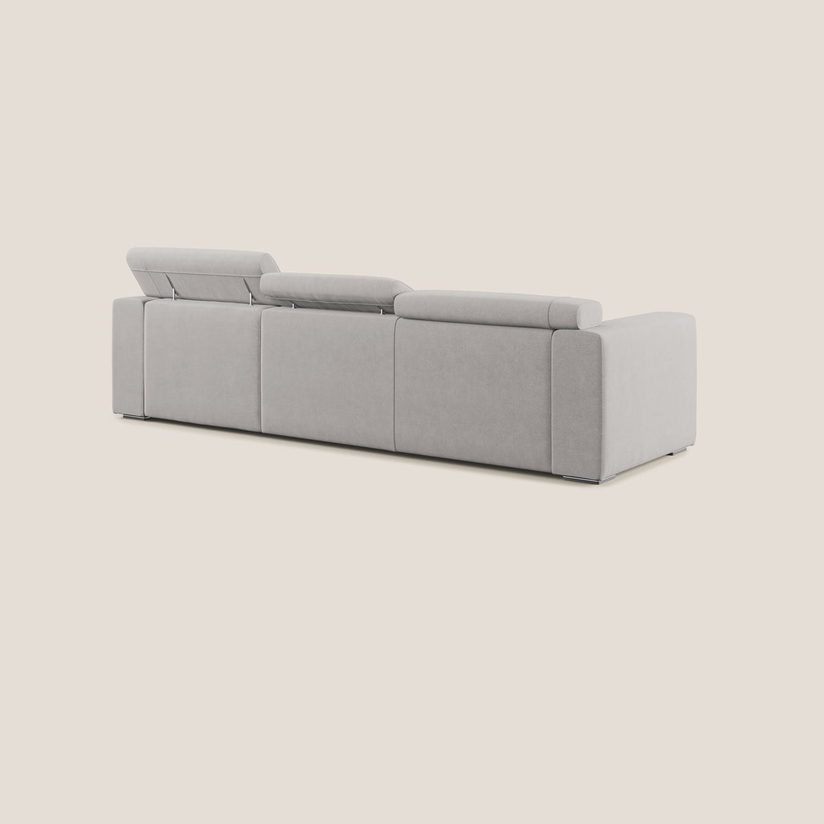 Vegas divano angolare con poggiatesta reclinabili in microfibra impermeabile T11 grigio chiaro - divitt.sbs