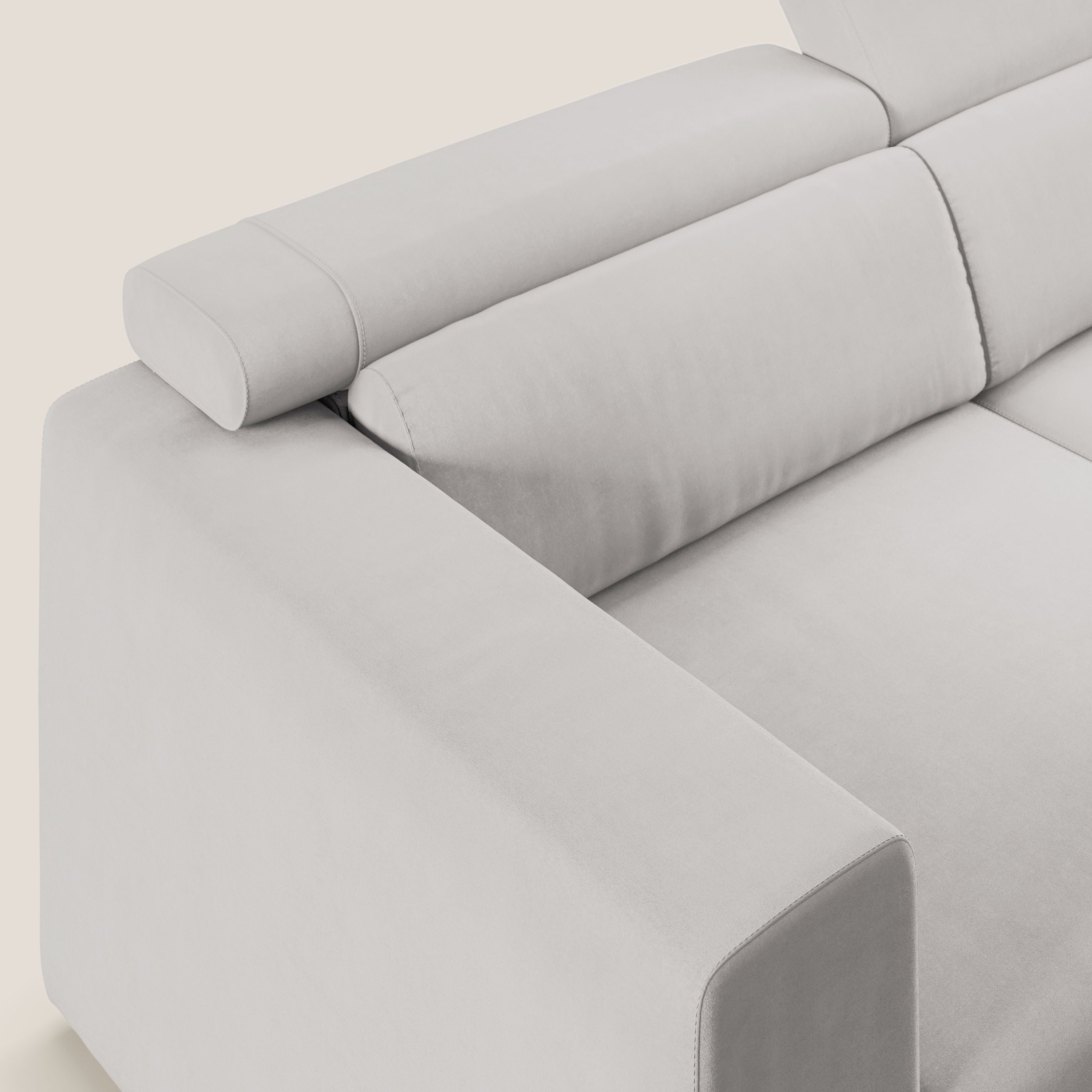 Vegas divano con poggiatesta reclinabili in microfibra smacchiabile T11 grigio chiaro - divitt.sbs