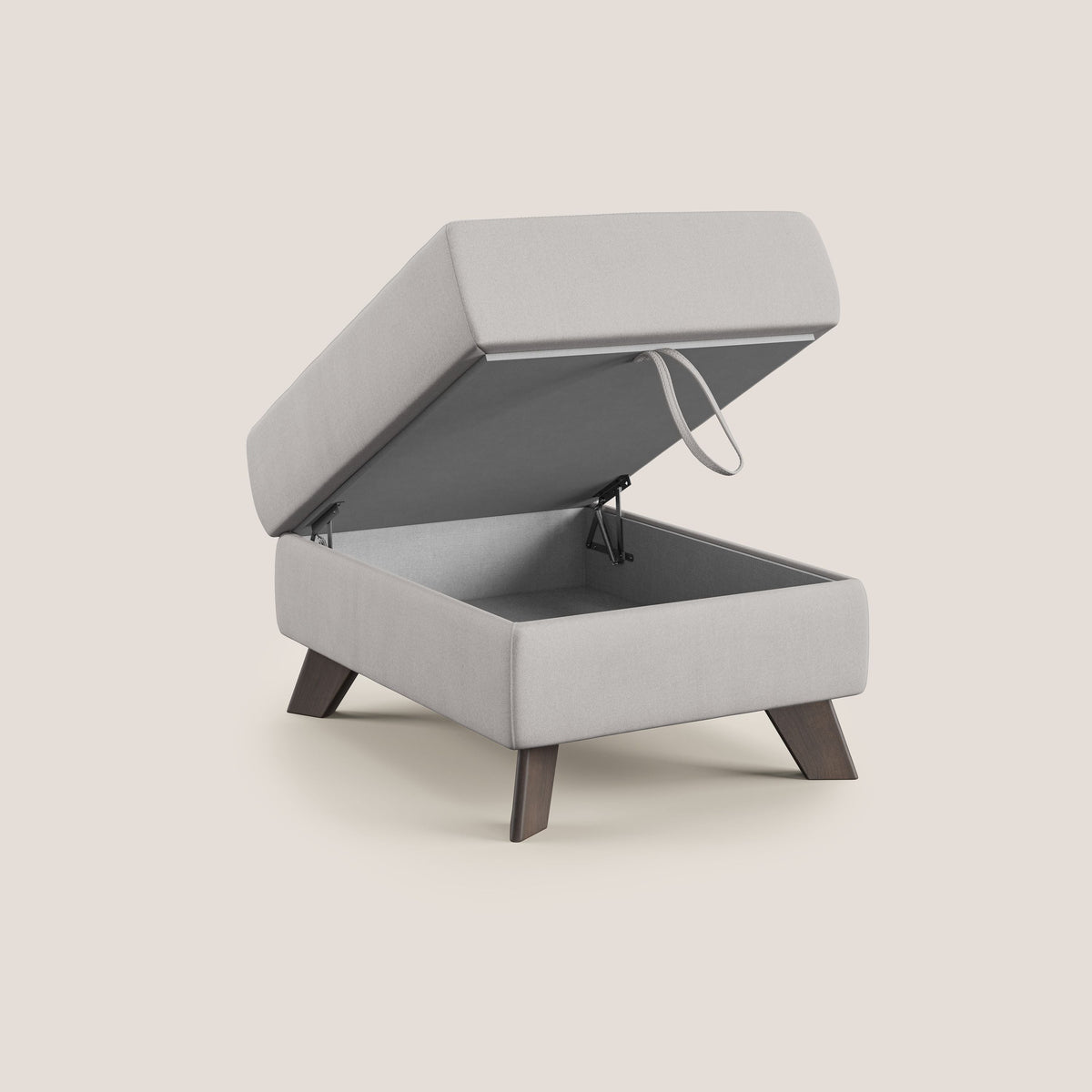 Moon Pouf contenitore e piedini alti in microfibra impermeabile T11 grigio chiaro - divitt.sbs