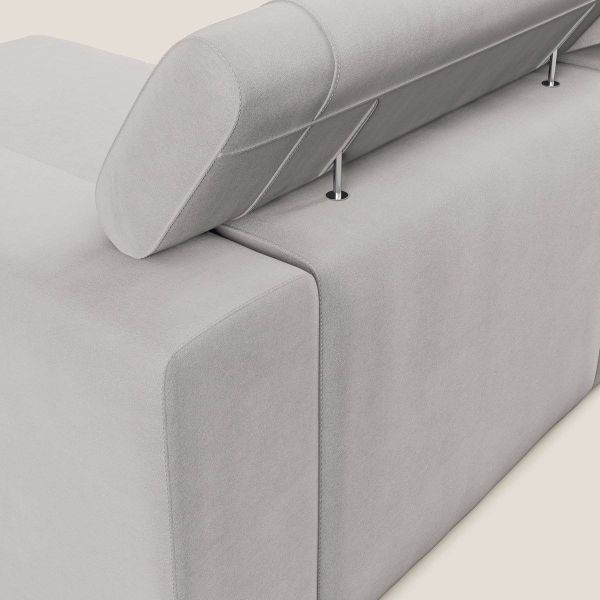 Vegas divano angolare con poggiatesta reclinabili in microfibra impermeabile T11 grigio chiaro - divitt.sbs