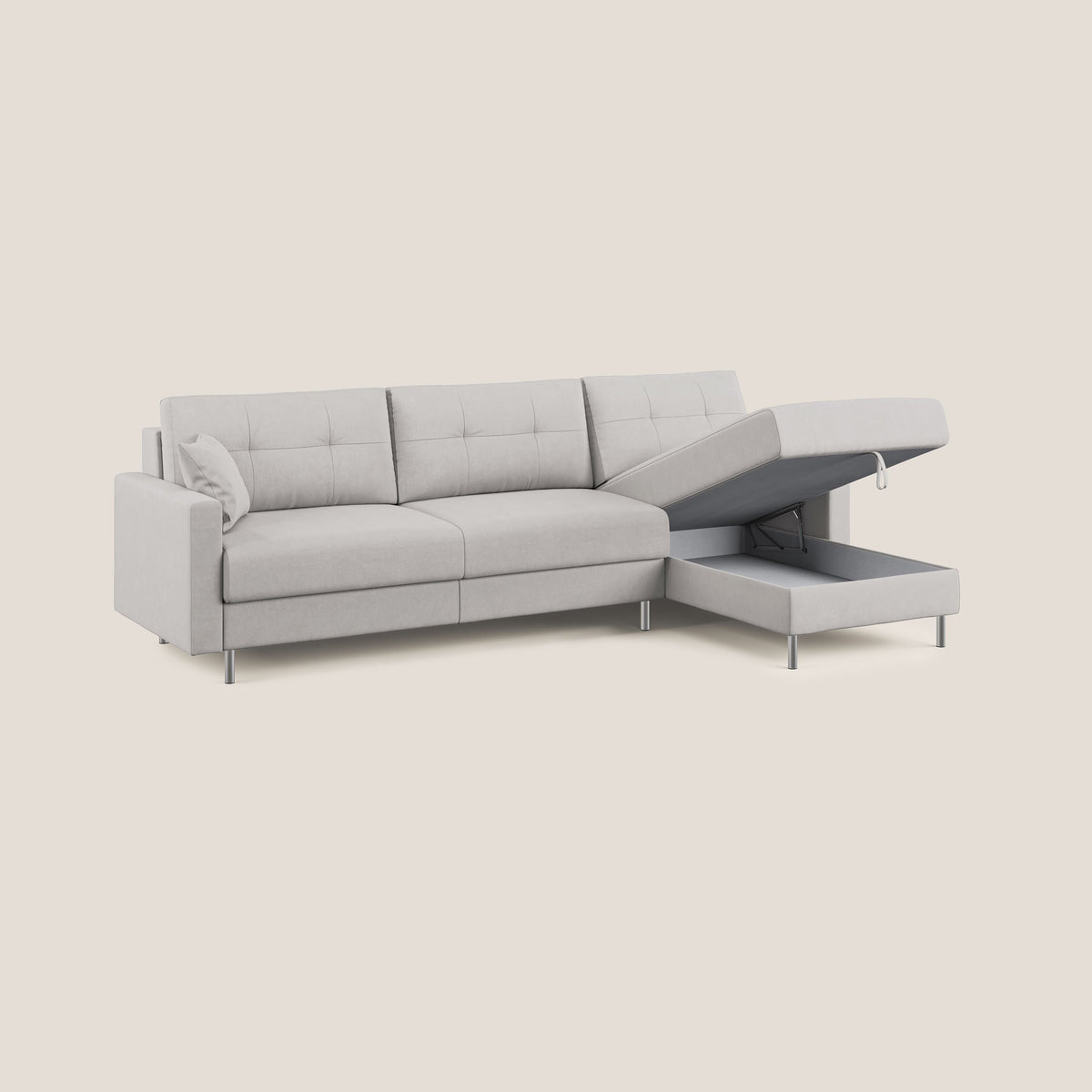 Megan divano letto angolare in microfibra smacchiabile T11 grigio chiaro - divitt.sbs