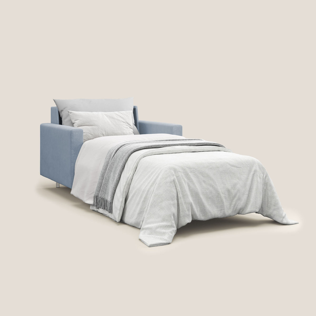 Megan poltrona letto in microfibra smacchiabile T11 carta da zucchero - divitt.sbs