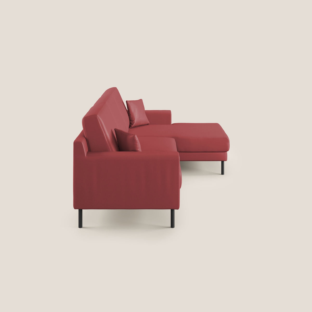 Uranio divano angolare moderno REVERSIBILE in Ecopelle impermeabile T04 rosso - divitt.sbs