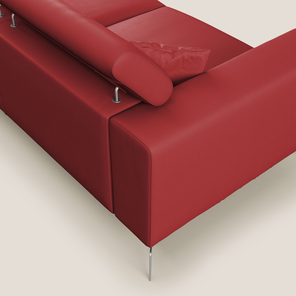 Blade Divano moderno con poggiatesta reclinabili in Ecopelle T04 rosso - divitt.sbs