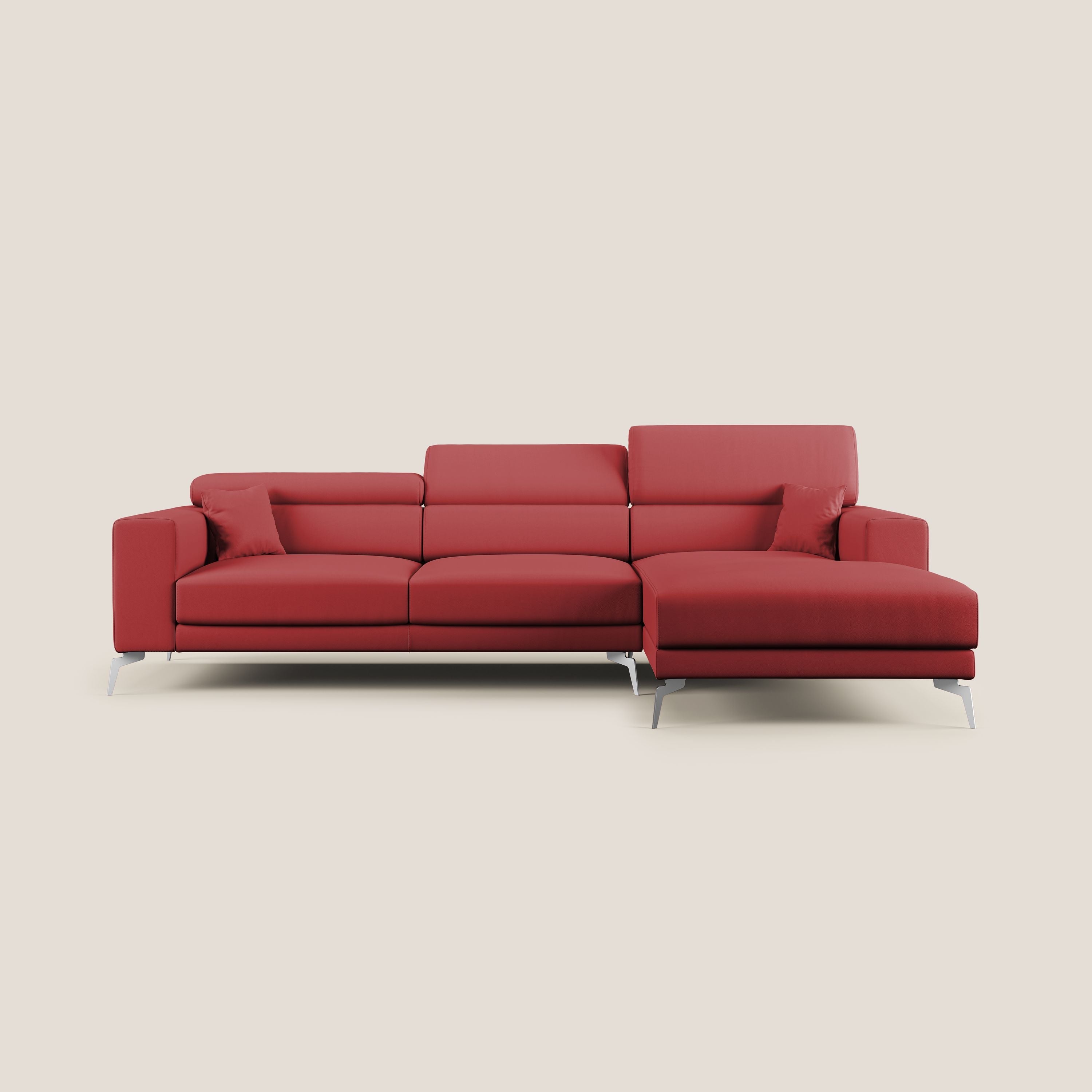Blade Divano moderno angolare con poggiatesta reclinabili in Ecopelle T04 rosso - divitt.sbs