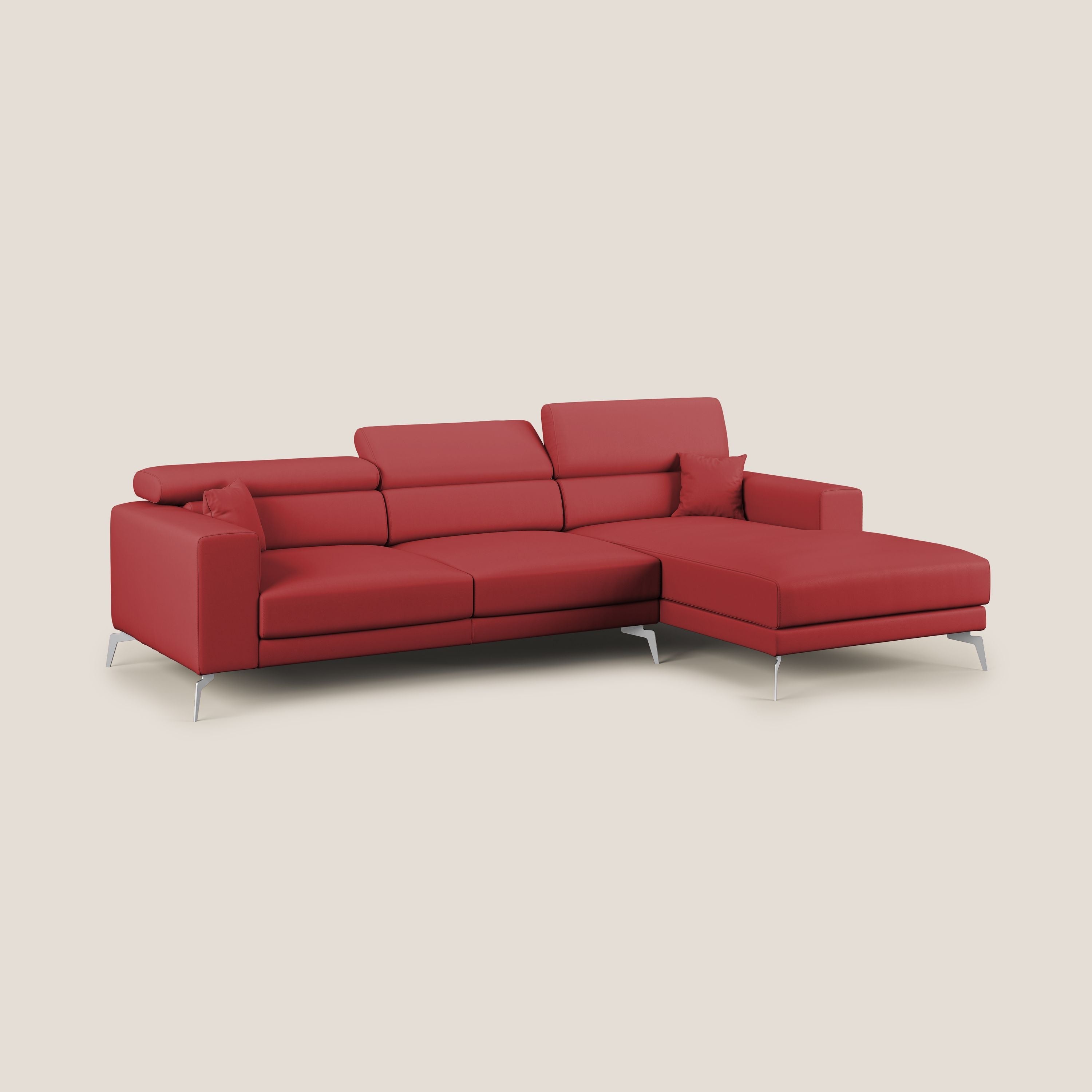 Blade Divano moderno angolare con poggiatesta reclinabili in Ecopelle T04 rosso - divitt.sbs