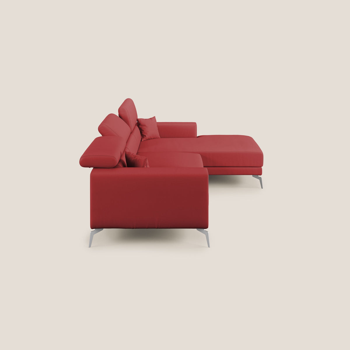 Blade Divano moderno angolare con poggiatesta reclinabili in Ecopelle T04 rosso - divitt.sbs