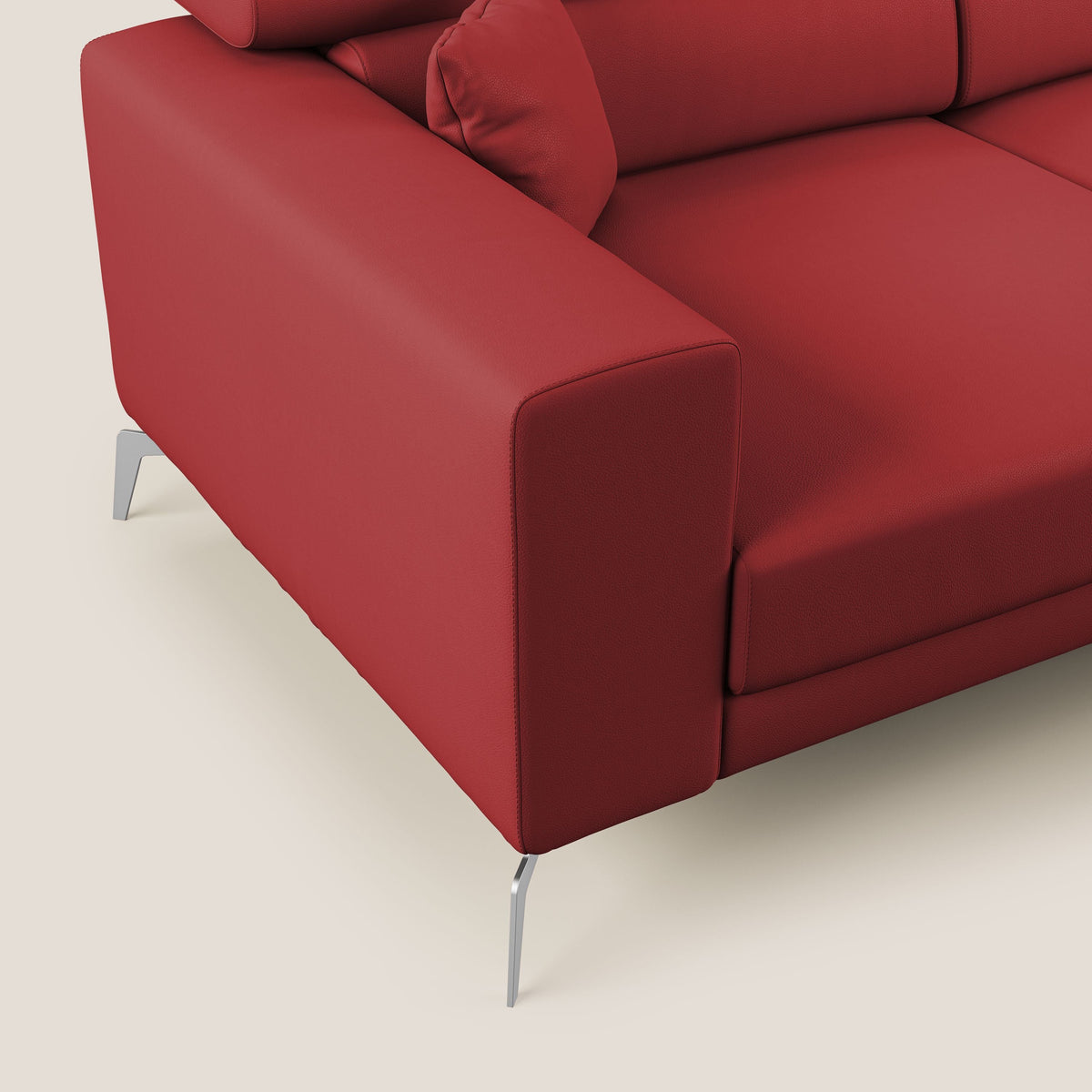 Blade Divano moderno angolare con poggiatesta reclinabili in Ecopelle T04 rosso - divitt.sbs