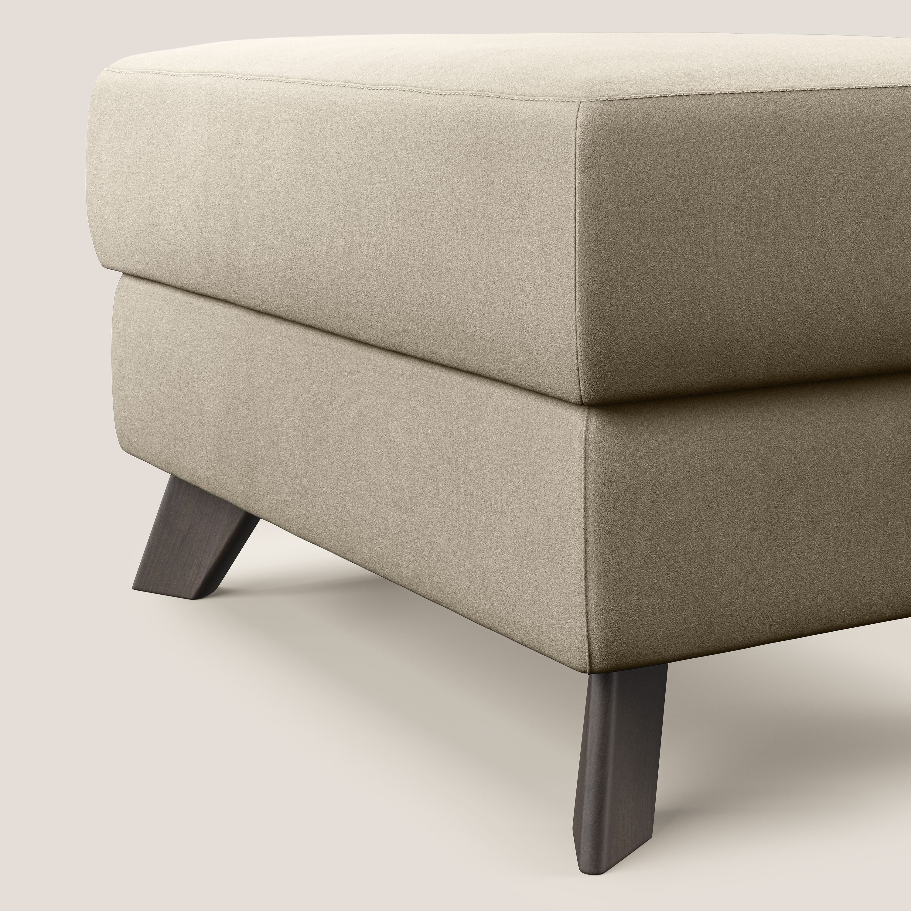Moon Pouf contenitore e piedini alti in microfibra impermeabile T11 tortora - divitt.sbs