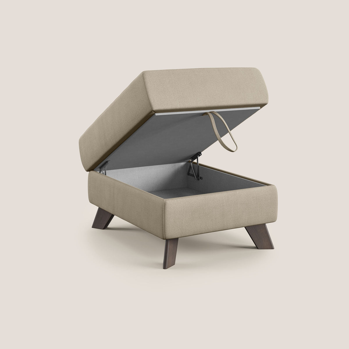 Moon Pouf contenitore e piedini alti in microfibra impermeabile T11 tortora - divitt.sbs