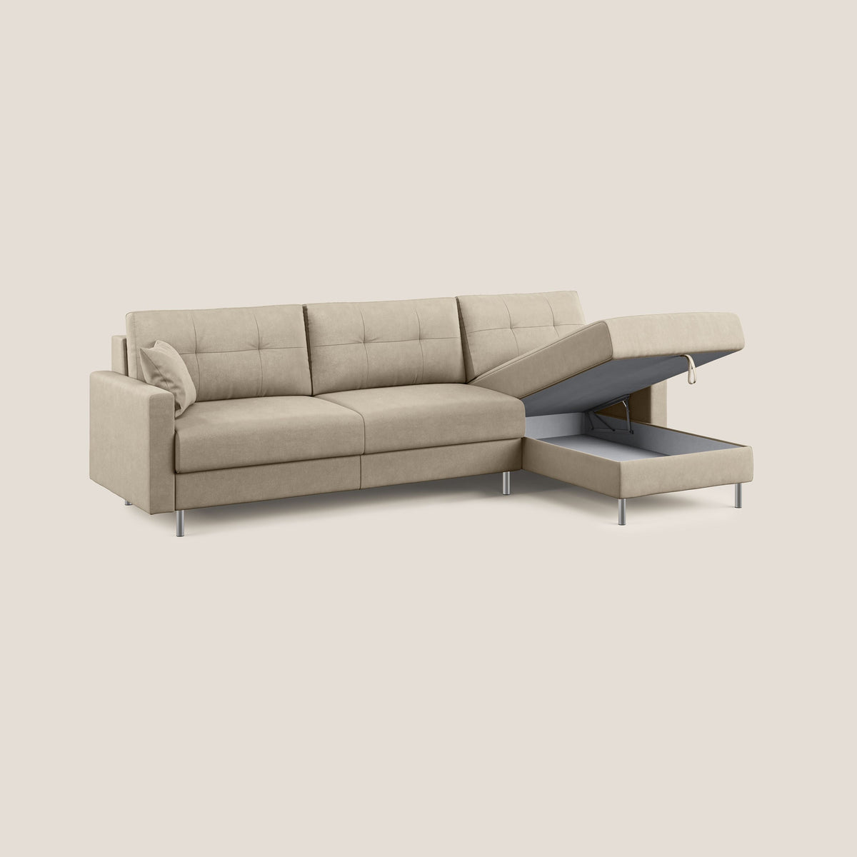 Megan divano letto angolare in microfibra smacchiabile T11 tortora - divitt.sbs