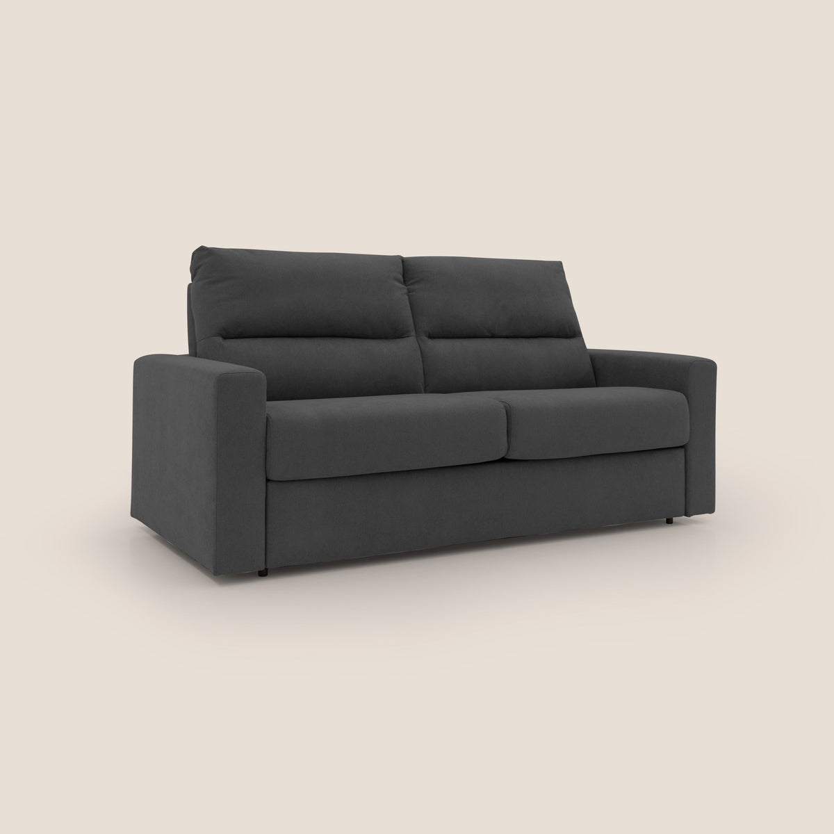 Paloma divano letto con materasso alto 18 cm con Aloe Vera in tessuto impermeabile nero - divitt.sbs