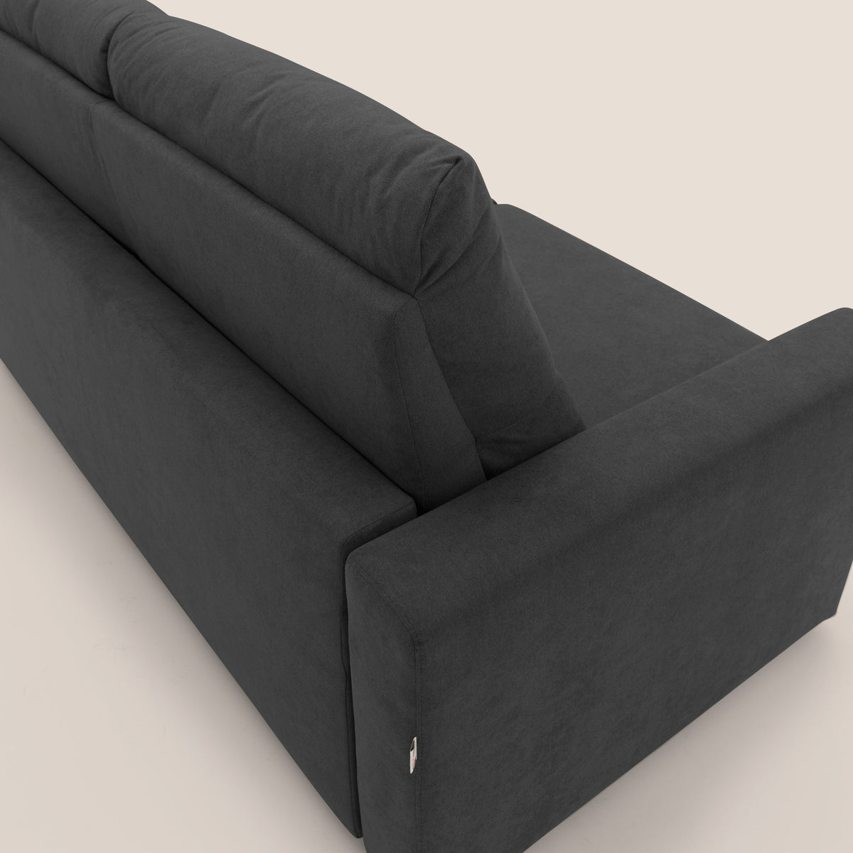 Paloma divano letto con materasso alto 18 cm con Aloe Vera in tessuto impermeabile nero - divitt.sbs