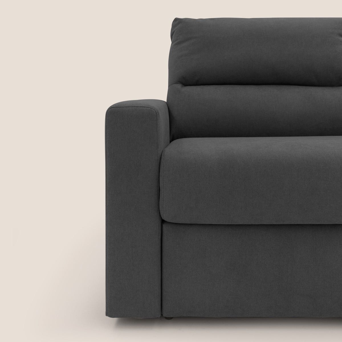 Paloma divano letto con materasso alto 18 cm con Aloe Vera in tessuto impermeabile nero - divitt.sbs