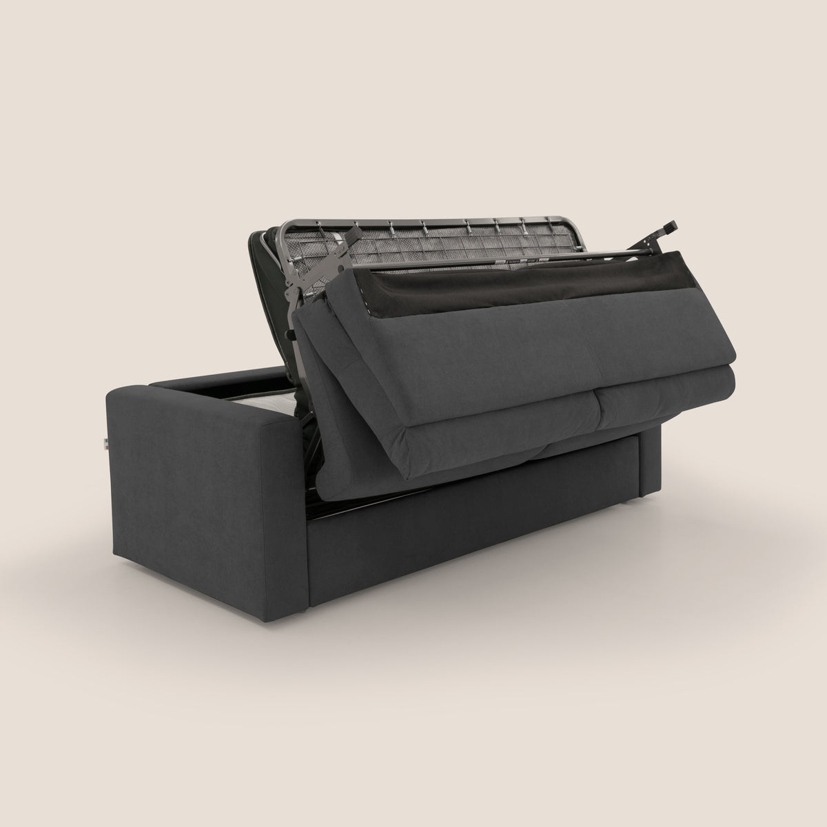 Paloma divano letto con materasso alto 18 cm con Aloe Vera in tessuto impermeabile nero - divitt.sbs