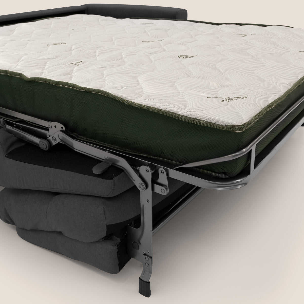 Paloma divano letto con materasso alto 18 cm con Aloe Vera in tessuto impermeabile nero - divitt.sbs
