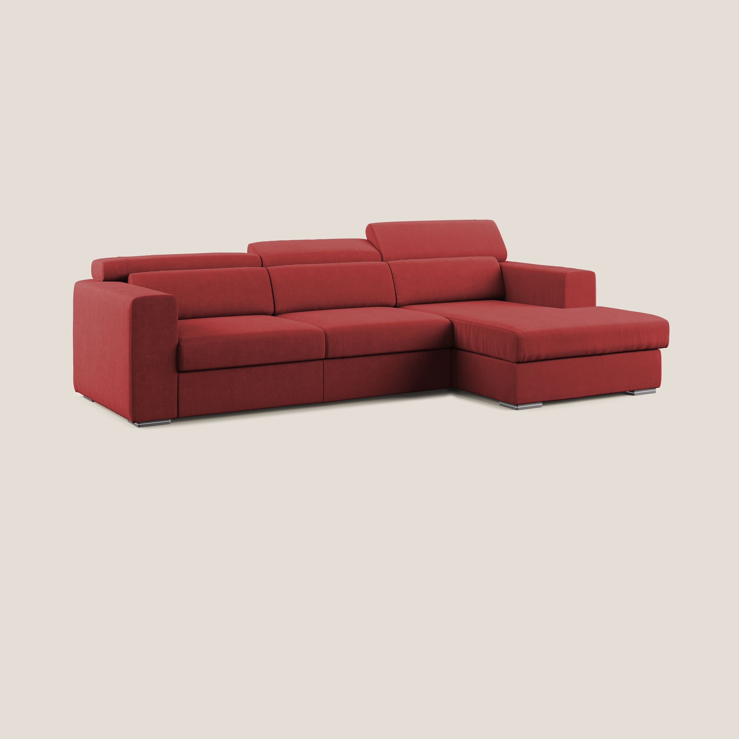 Vegas divano angolare con poggiatesta reclinabili in microfibra impermeabile T11 rosso - divitt.sbs