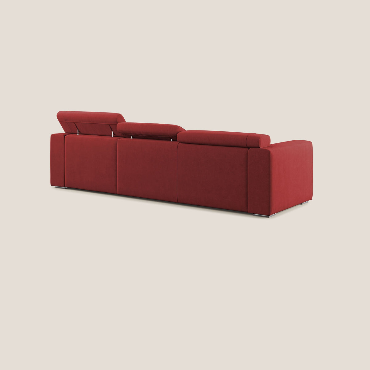 Vegas divano angolare con poggiatesta reclinabili in microfibra impermeabile T11 rosso - divitt.sbs