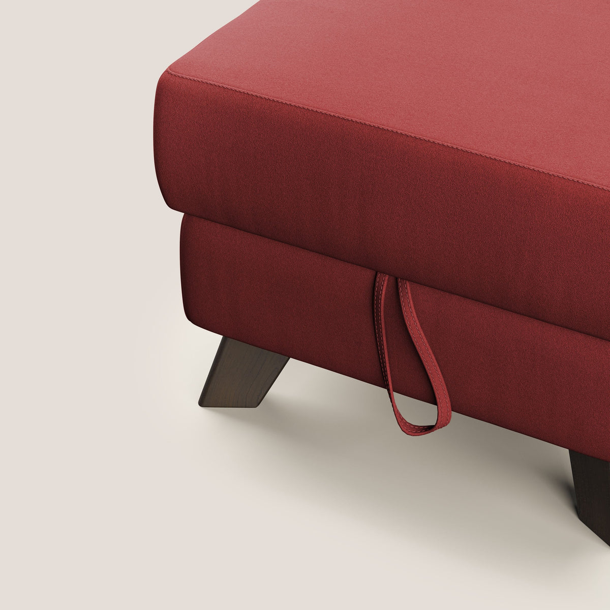 Moon Pouf contenitore e piedini alti in microfibra impermeabile T11 rosso - divitt.sbs