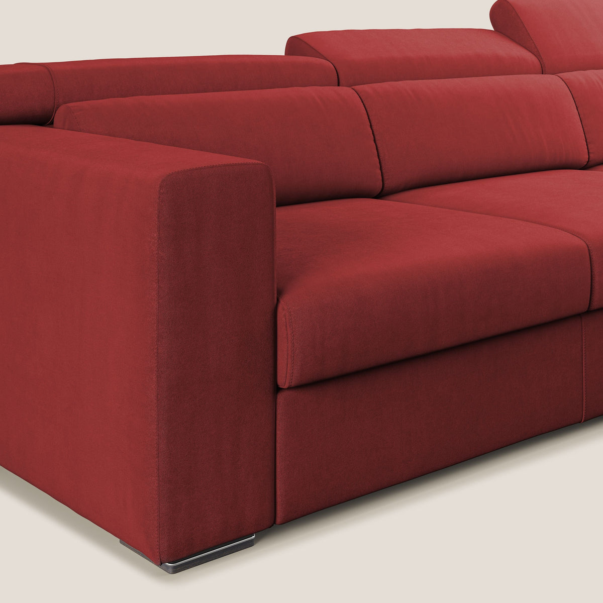 Vegas divano angolare con poggiatesta reclinabili in microfibra impermeabile T11 rosso - divitt.sbs