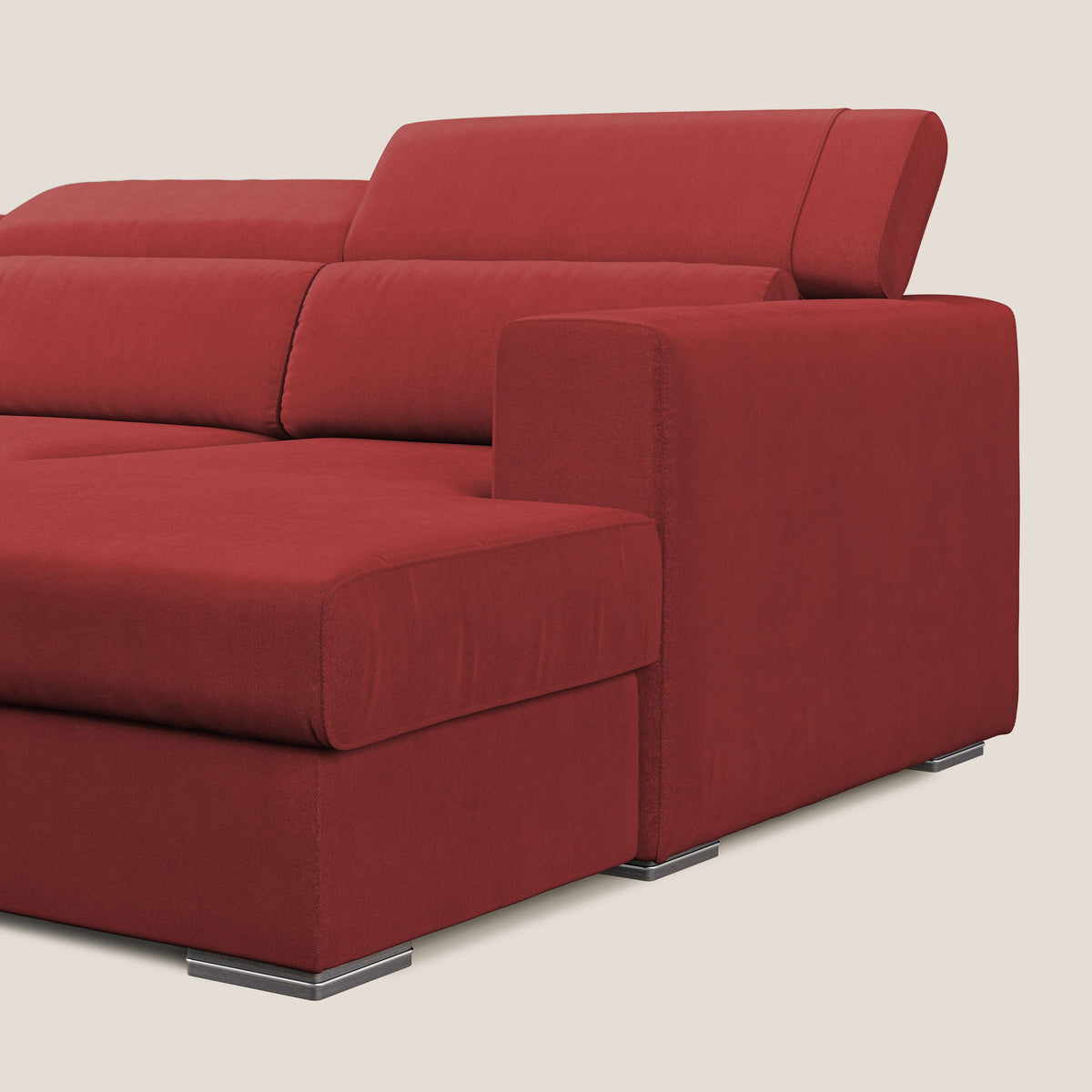 Vegas divano angolare con poggiatesta reclinabili in microfibra impermeabile T11 rosso - divitt.sbs