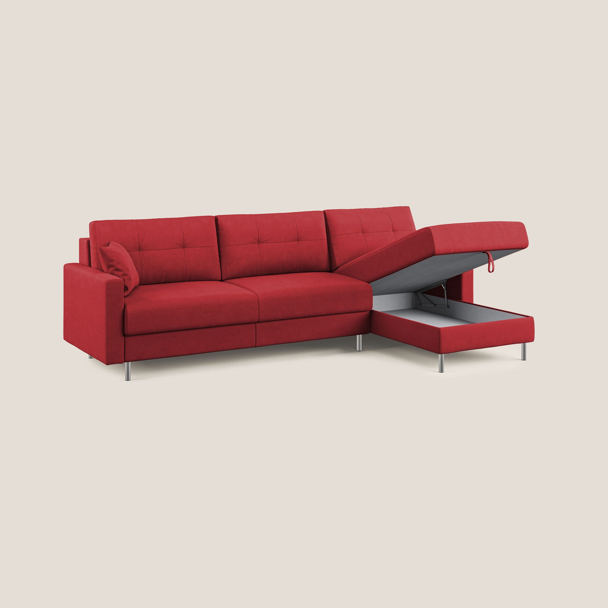 Megan divano letto angolare in microfibra smacchiabile T11 rosso - divitt.sbs