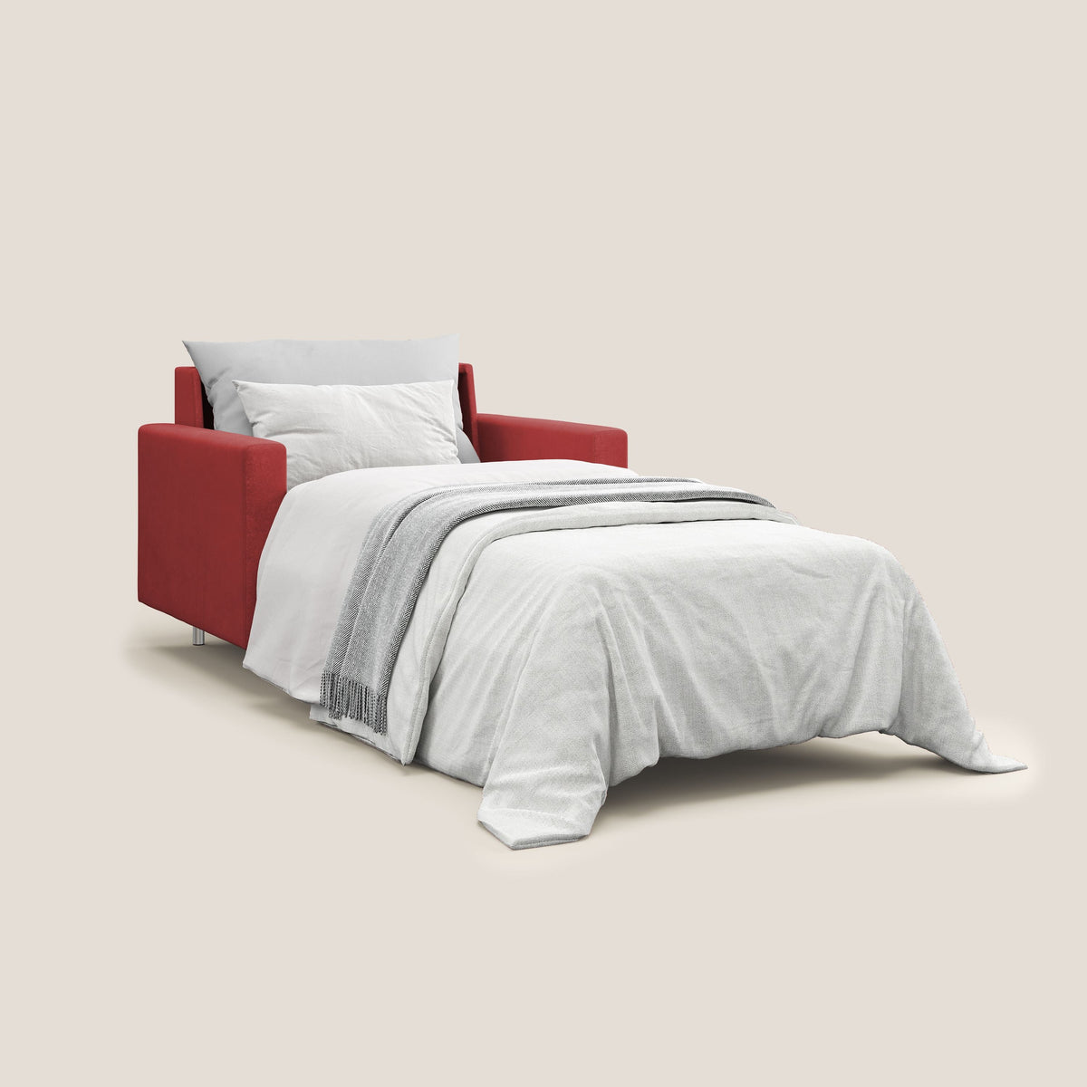 Megan poltrona letto in microfibra smacchiabile T11 rosso - divitt.sbs