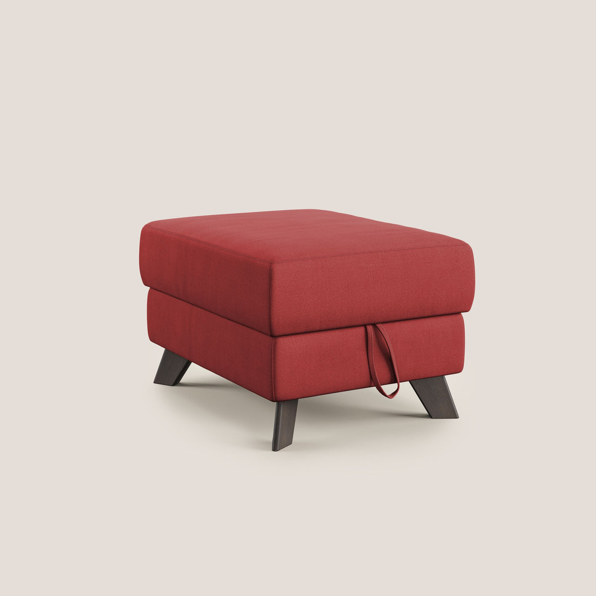 Moon Pouf contenitore e piedini alti in microfibra impermeabile T11 rosso - divitt.sbs