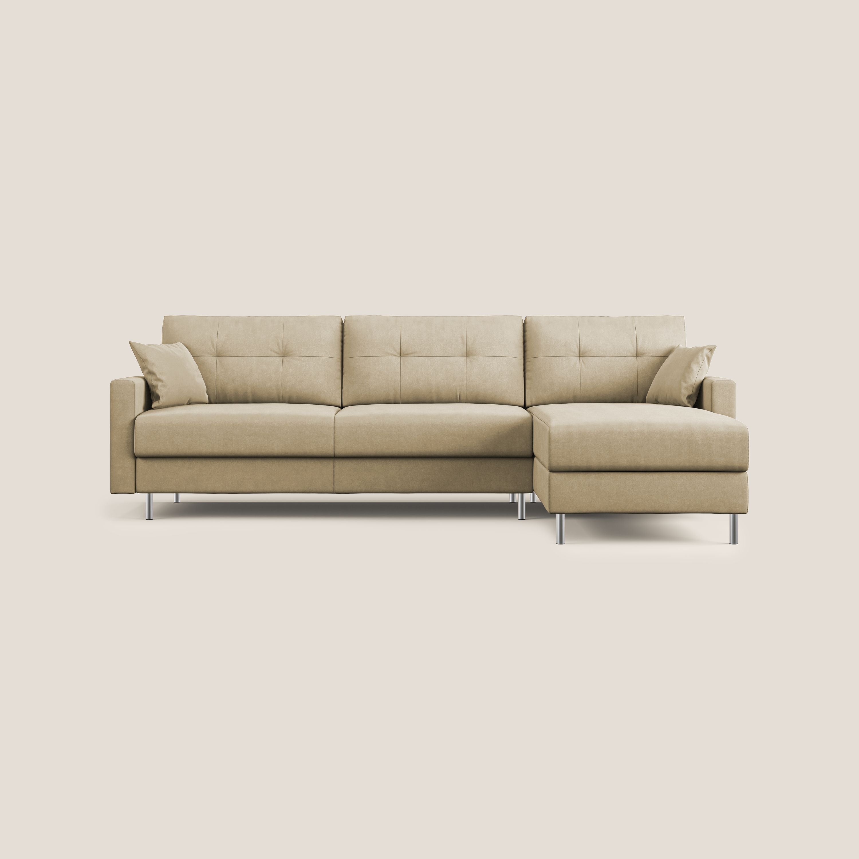 Megan divano letto angolare in microfibra smacchiabile T11 beige - divitt.sbs