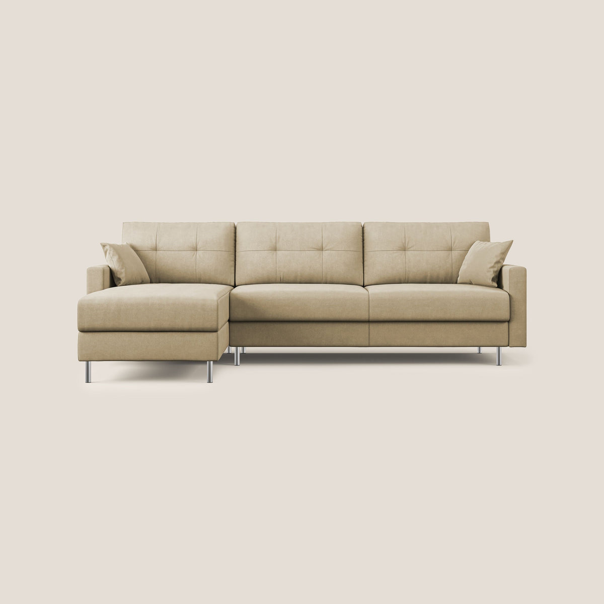 Megan divano letto angolare in microfibra smacchiabile T11 beige - divitt.sbs
