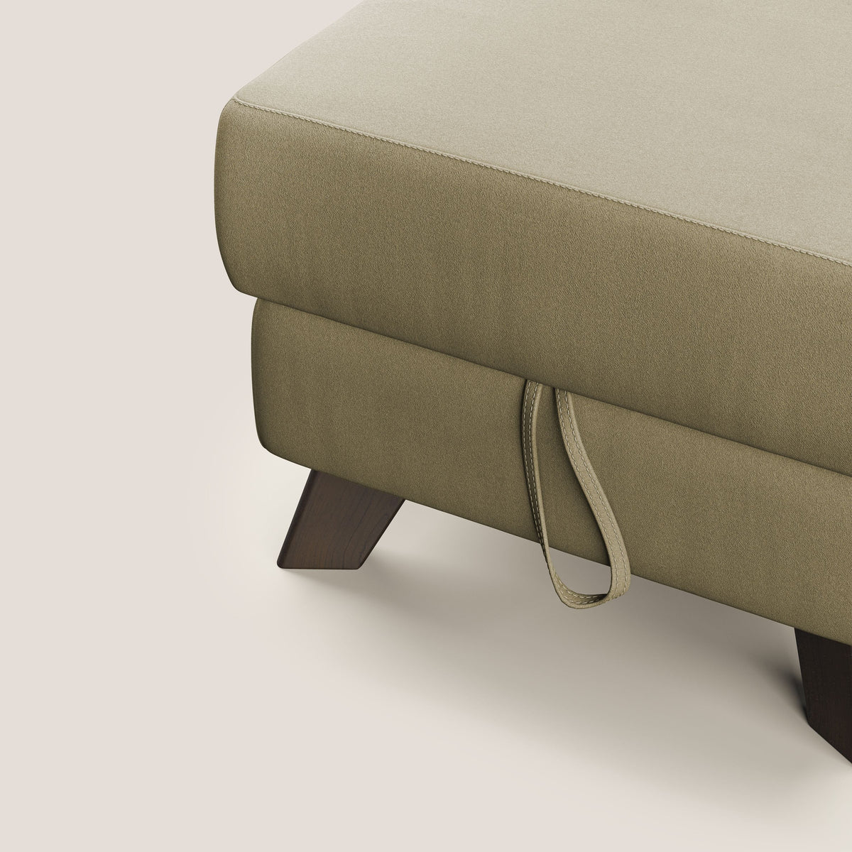 Moon Pouf contenitore e piedini alti in microfibra impermeabile T11 beige - divitt.sbs