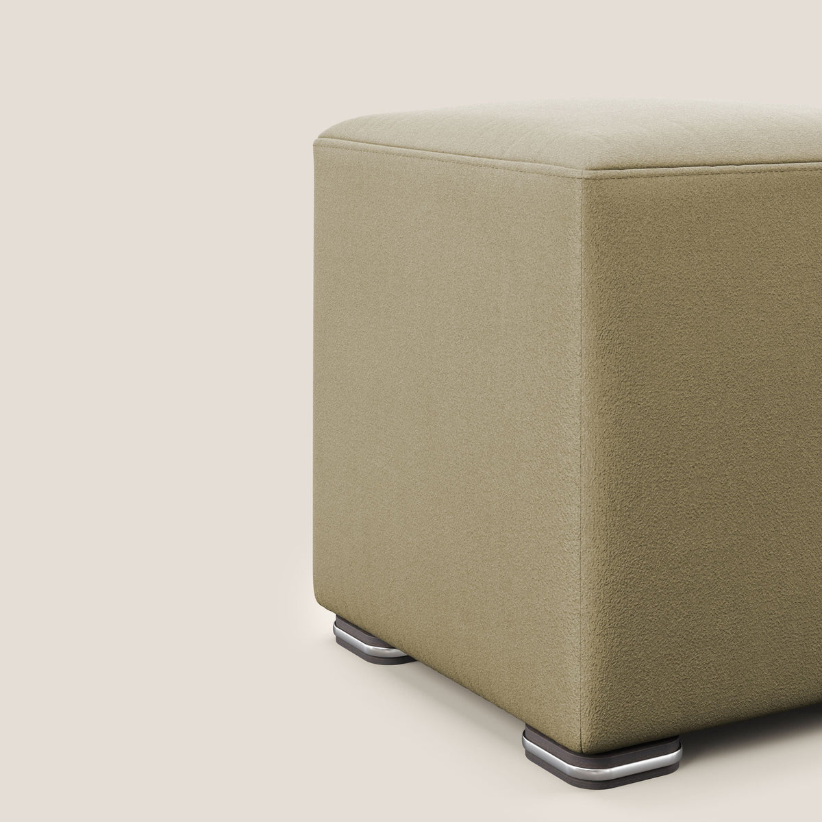 Cube pouf in microfibra smacchiabile T11 beige - divitt.sbs